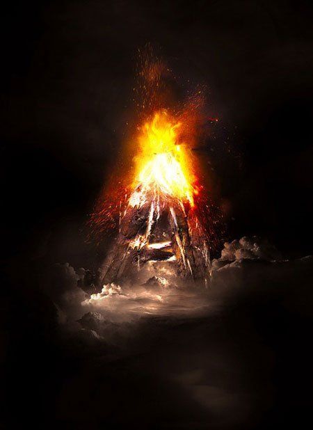 Вулканический текстовый эффект, вулкан в фотошоп, горящие буквы в  фотошоп, уроки фотошоп